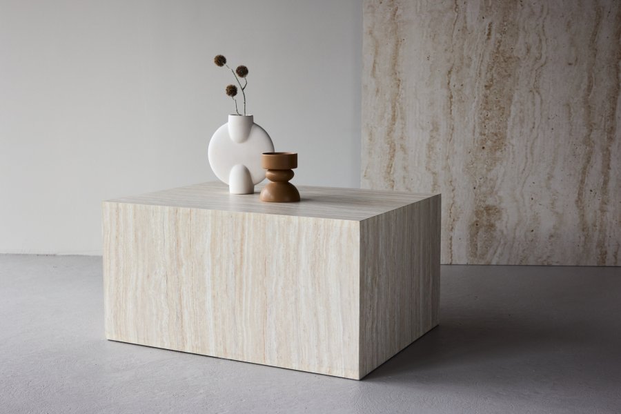 VENTURE HOME York sofabord 40x60x80 cm - Travertin-look