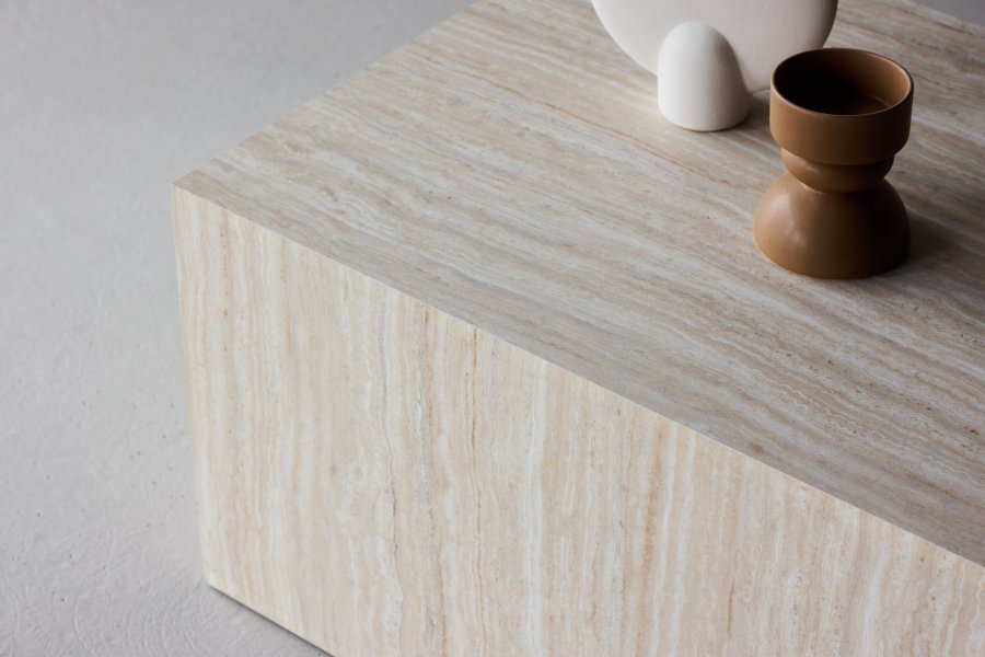 VENTURE HOME York sofabord 40x60x80 cm - Travertin-look