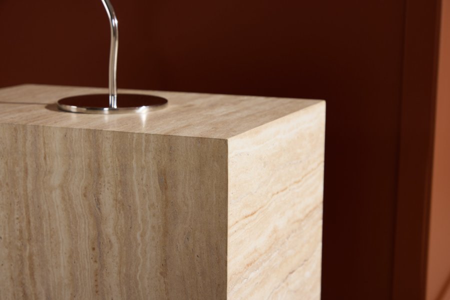 VENTURE DESIGN York sidebord, rektangulr - beige MDF med travertin look (35x25)