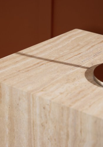 VENTURE DESIGN York sidebord, rektangulr - beige MDF med travertin look (35x25)