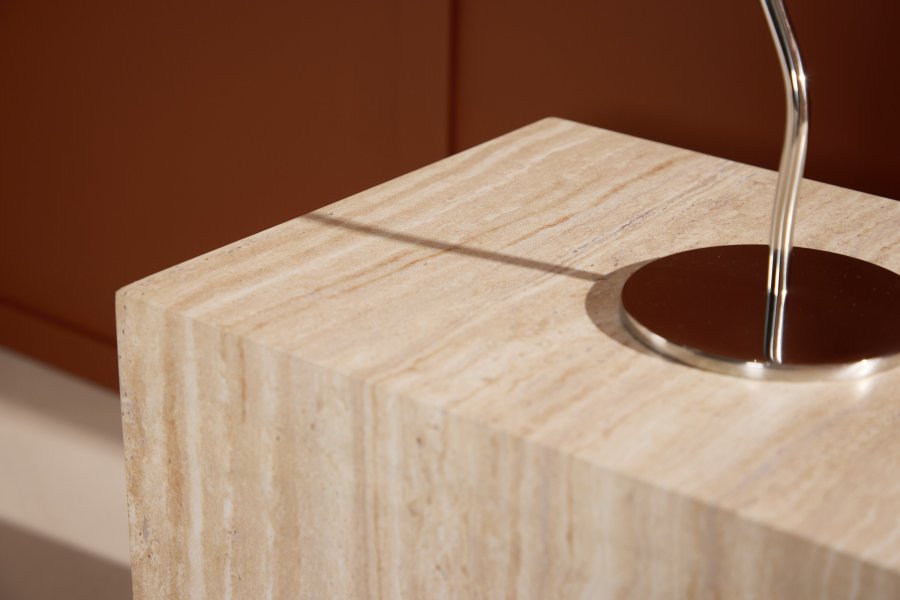 VENTURE DESIGN York sidebord, rektangulr - beige MDF med travertin look (35x25)