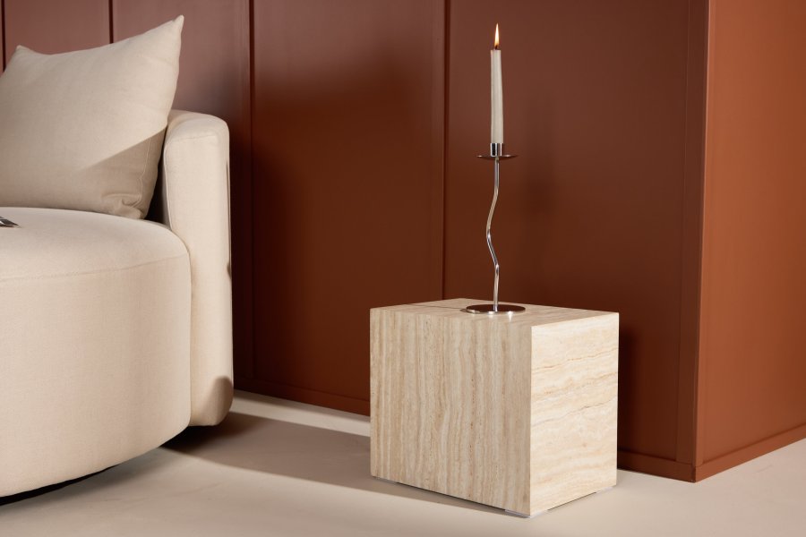 VENTURE DESIGN York sidebord, rektangulr - beige MDF med travertin look (35x25)
