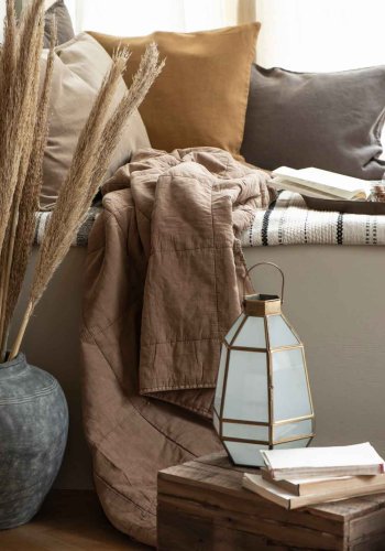 IB LAURSEN quilt - cognac bomuld (180x130)