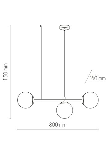 TK Celeste loftlampe, m. 3 skrme - hvid glas og sort stl