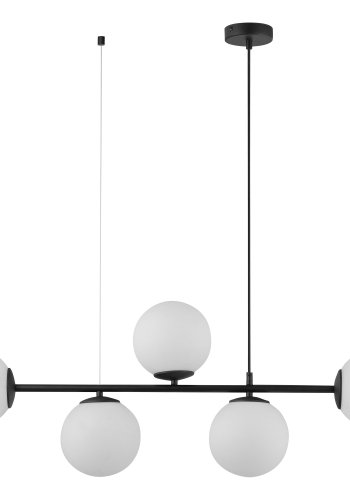 TK Celeste loftlampe, m. 5 skrme - hvid glas og sort stl