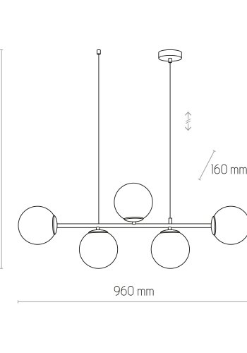 TK Celeste loftlampe, m. 5 skrme - hvid glas og sort stl