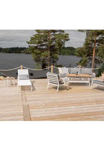 VENTURE DESIGN Mexico udendrs liggestol - hvid stof og aluminium 