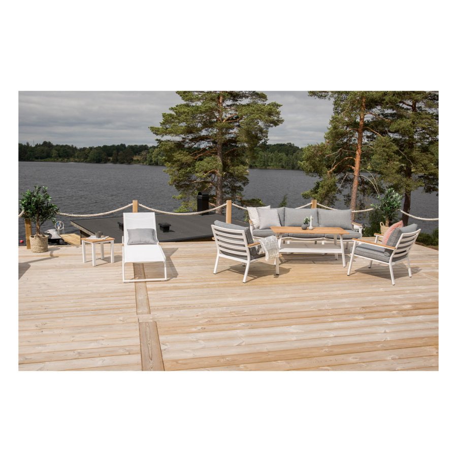 VENTURE DESIGN Mexico udendrs liggestol - hvid stof og aluminium 