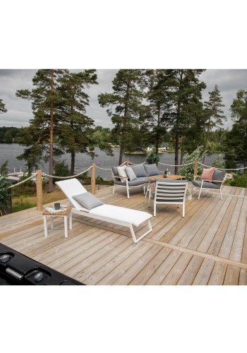 VENTURE DESIGN Mexico udendrs liggestol - hvid stof og aluminium 