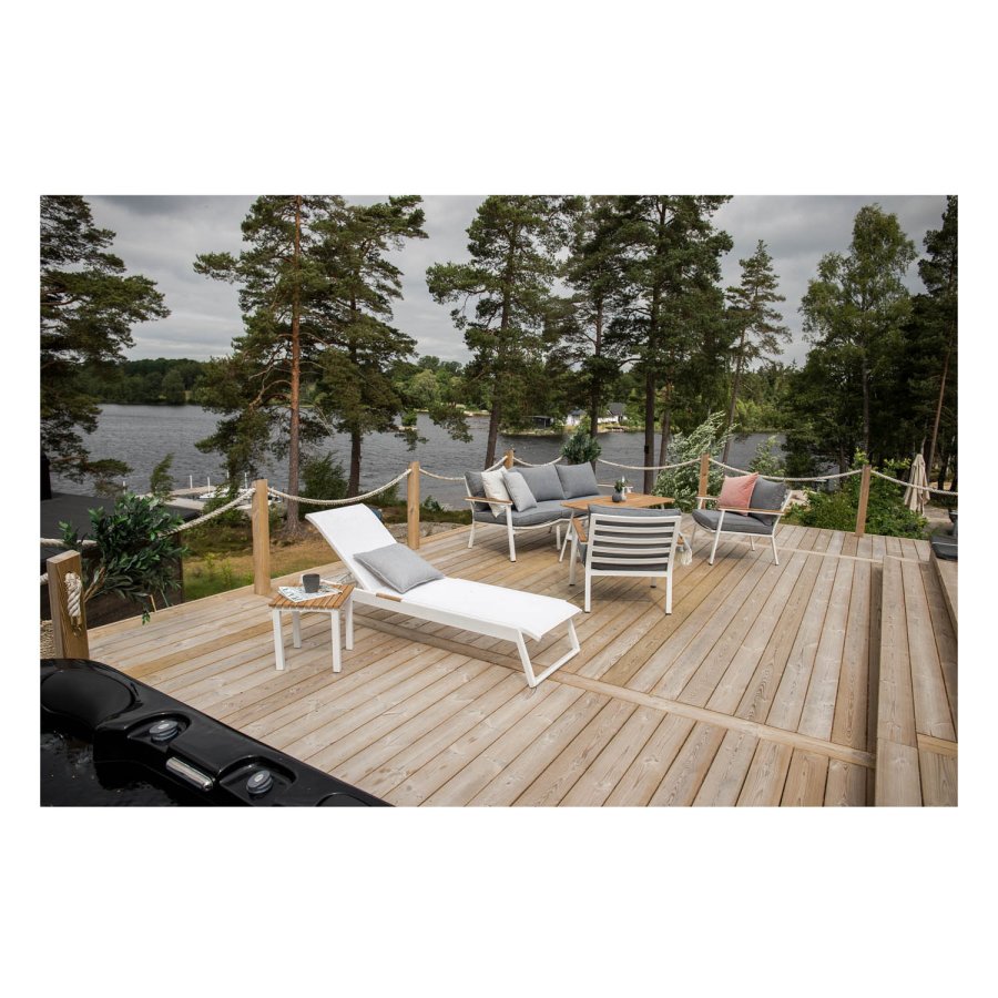 VENTURE DESIGN Mexico udendrs liggestol - hvid stof og aluminium 