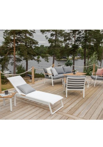 VENTURE DESIGN Mexico udendrs liggestol - hvid stof og aluminium 