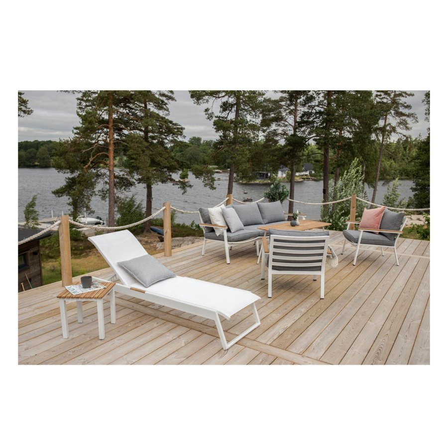 VENTURE DESIGN Mexico udendrs liggestol - hvid stof og aluminium 