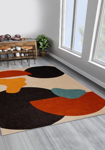 TEPPI Woopamuk007 gulvtppe m. mnster, rektangulr - multifarvet bomuld og polyester (100x200)