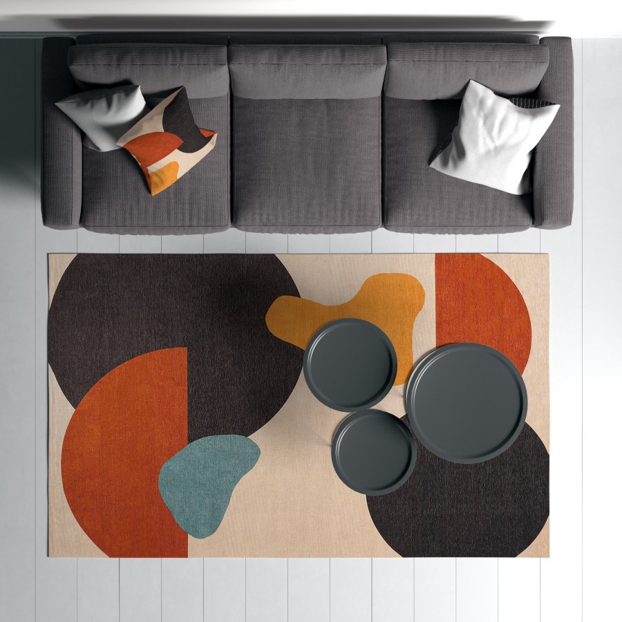 TEPPI Woopamuk007 gulvtppe m. mnster, rektangulr - multifarvet bomuld og polyester (160x230)