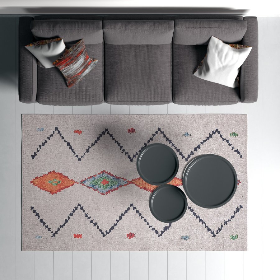 TEPPI Woopamuk017 gulvtppe m. mnster, rektangulr - multifarvet bomuld og polyester (120 x 180)