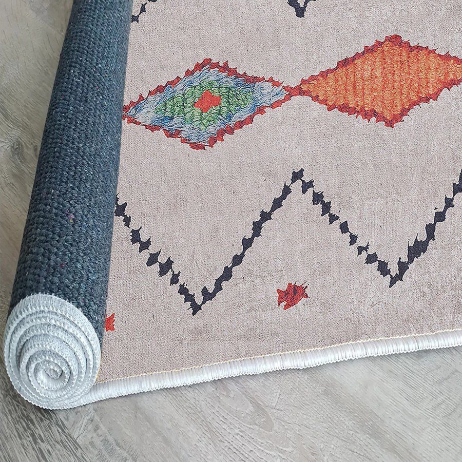 TEPPI Woopamuk017 gulvtppe m. mnster, rektangulr - multifarvet bomuld og polyester (120 x 180)