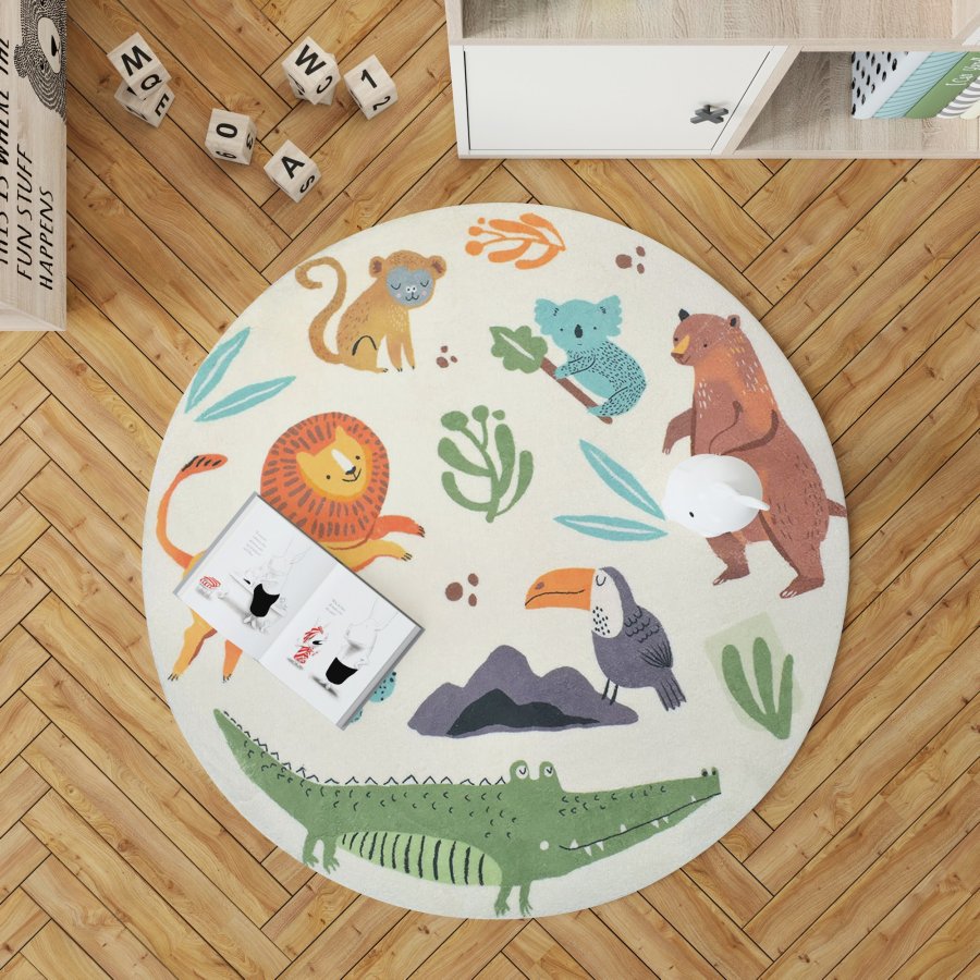 TEPPI Woopamuk109 gulvtppe til brn, rund - multifarvet bomuld og polyester (100)