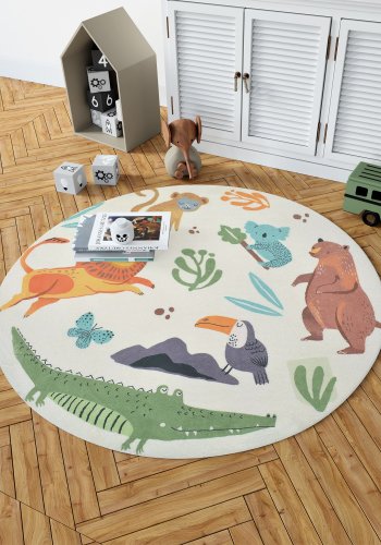 TEPPI Woopamuk109 gulvtppe til brn, rund - multifarvet bomuld og polyester (100)