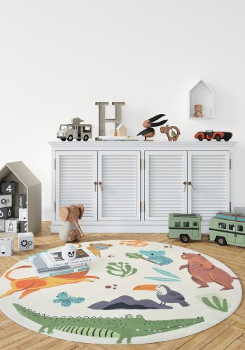 TEPPI Woopamuk109 gulvtppe til brn, rund - multifarvet bomuld og polyester (100)