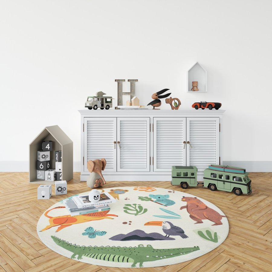 TEPPI Woopamuk109 gulvtppe til brn, rund - multifarvet bomuld og polyester (100)