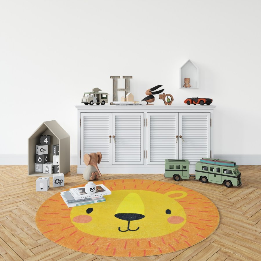 TEPPI Woopamuk111 gulvtppe til brn, rund - multifarvet bomuld og polyester (110)