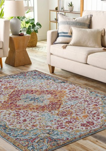 TEPPI Woopamuk176 gulvtppe m. mnster, rektangulr - multifarvet bomuld og polyester (160x230)