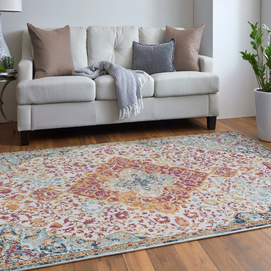 TEPPI Woopamuk176 gulvtppe m. mnster, rektangulr - multifarvet bomuld og polyester (180x280)