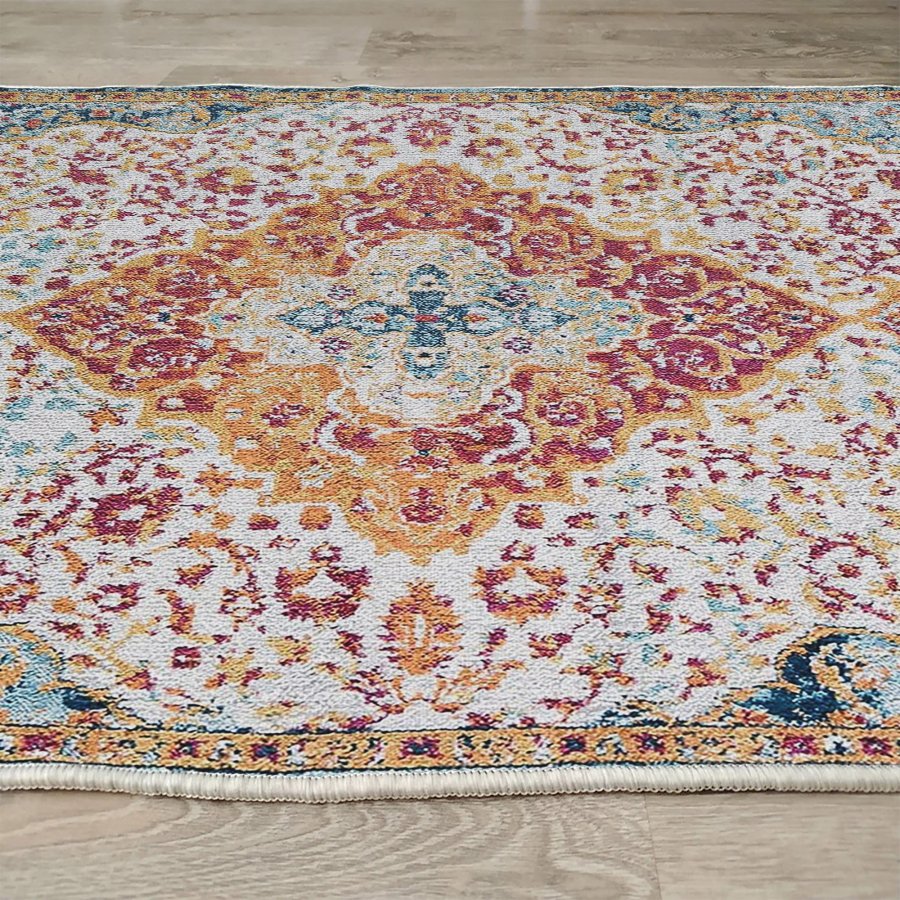 TEPPI Woopamuk176 gulvtppe m. mnster, rektangulr - multifarvet bomuld og polyester (180x280)