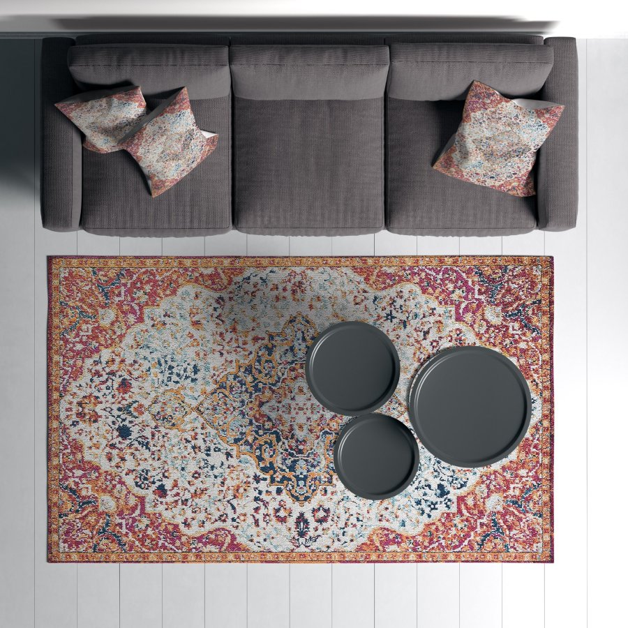 TEPPI Woopamuk177 gulvtppe m. mnster, rektangulr - multifarvet bomuld og polyester (160x230)