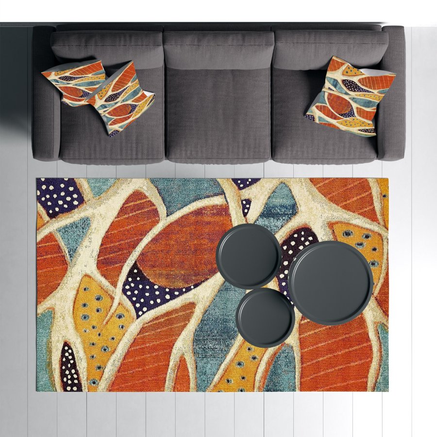 TEPPI Woopamuk221 gulvtppe m. mnster, rektangulr - multifarvet bomuld og polyester (120x180)