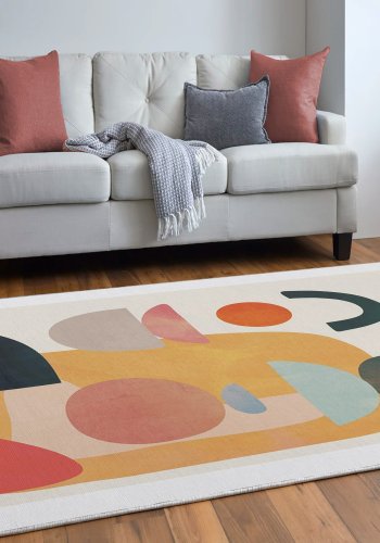 TEPPI Woopamuk272 gulvtppe m. mnster, rektangulr - multifarvet bomuld og polyester (140x220)