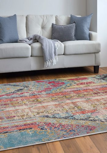 TEPPI Woopamuk276 gulvtppe m. mnster, rektangulr - multifarvet bomuld og polyester (100x200)