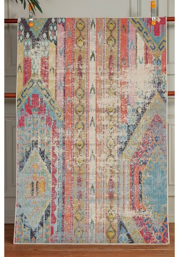 TEPPI Woopamuk276 gulvtppe m. mnster, rektangulr - multifarvet bomuld og polyester (100x200)