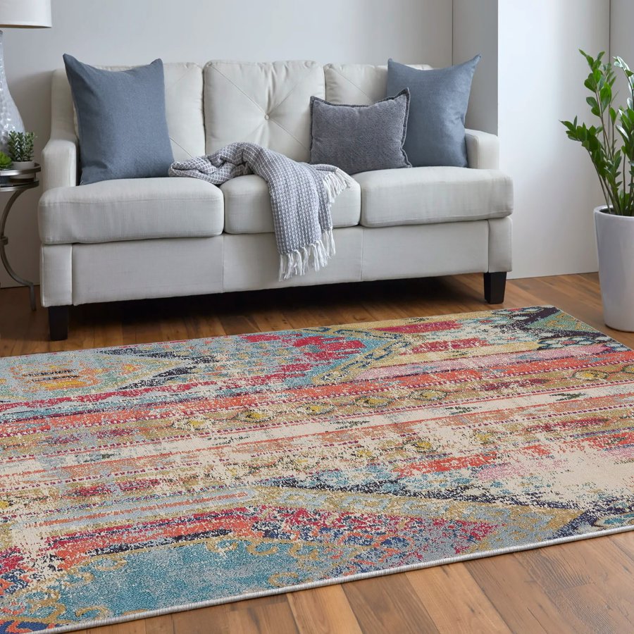 TEPPI Woopamuk276 gulvtppe m. mnster, rektangulr - multifarvet bomuld og polyester (160x230)