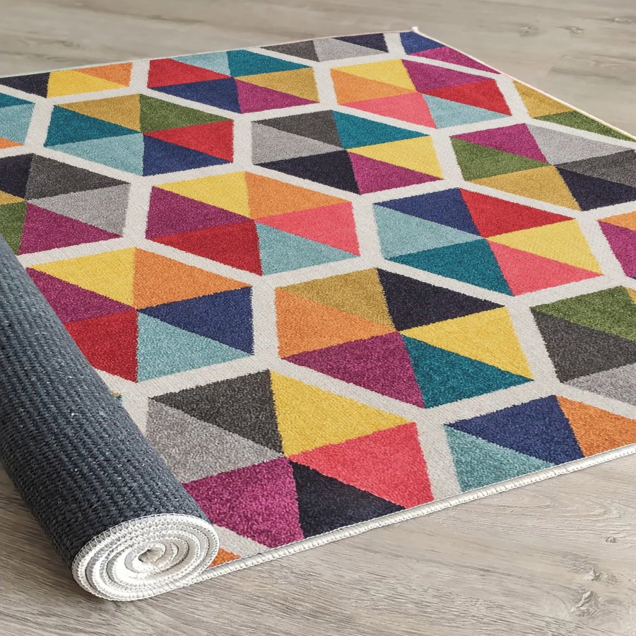 TEPPI Woopamuk287 gulvtppe m. mnster, rektangulr - multifarvet bomuld og polyester (160x230)