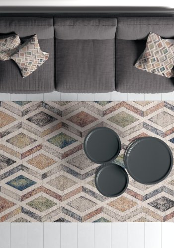 TEPPI Woopamuk393 gulvtppe m. mnster, rektangulr - multifarvet bomuld og polyester (80x300)