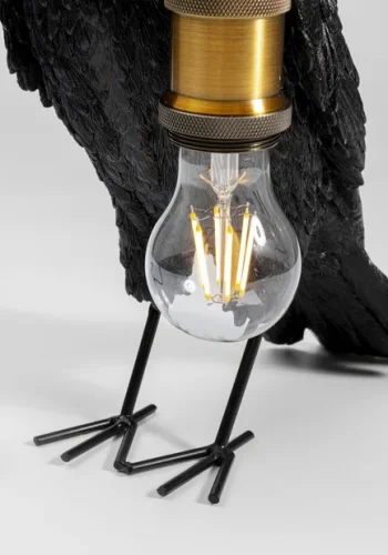 KARE DESIGN Animal Crow bordlampe - mat sort polyresin og kobber aluminium