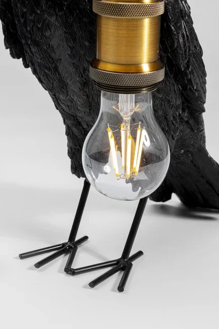 KARE DESIGN Animal Crow bordlampe - mat sort polyresin og kobber aluminium