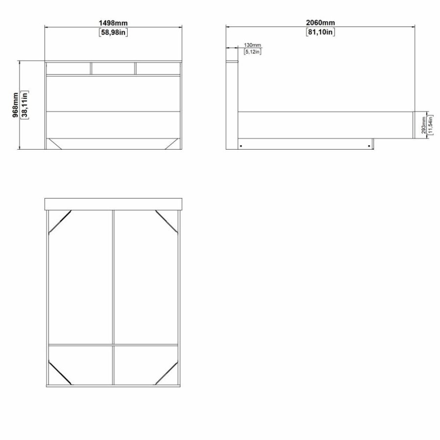 TVILUM Ikast Seng 140x190, Jackson Hickory / Hvid, 149,8 x 206 x 96,8 cm