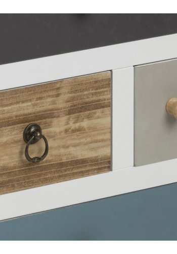 ACT NORDIC Thais natbord - multifarvet MDF og natur fyrretr, m. 4 skuffer 