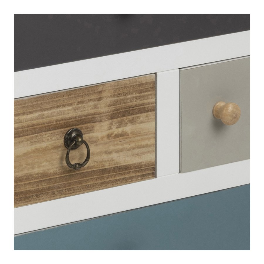 ACT NORDIC Thais natbord - multifarvet MDF og natur fyrretr, m. 4 skuffer 