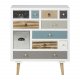ACT NORDIC Thais kommode - hvid/multifarvet tr og natur fyrretr, m. 11 skuffer