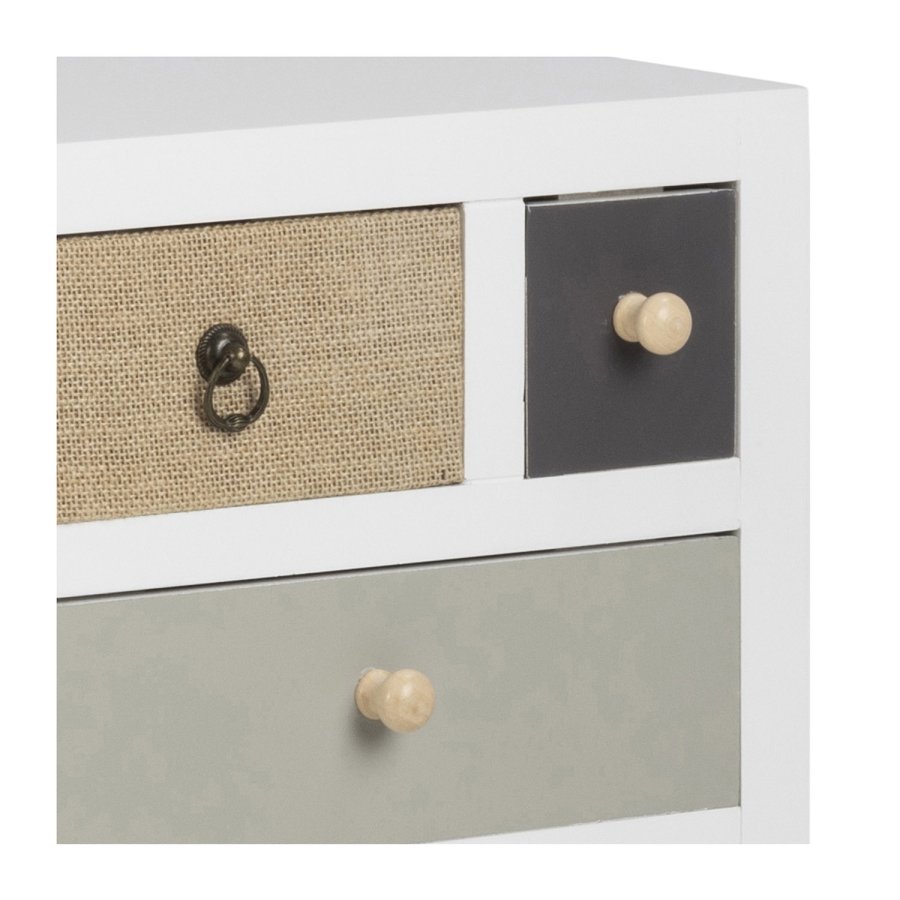 ACT NORDIC Thais kommode - hvid/multifarvet tr og natur fyrretr, m. 11 skuffer