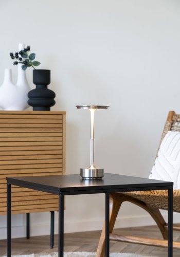 HOUSE NORDIC Lyneham LED bordlampe, genopladelig - slv aluminium