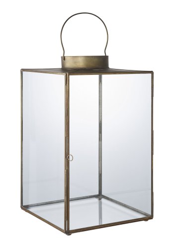 HOUSE NORDIC Mohali lanterne, m. hank - glas og antik messing look metal