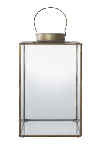 HOUSE NORDIC Mohali lanterne, m. hank - glas og antik messing look metal