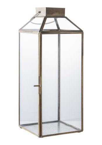 HOUSE NORDIC Mysore lanterne, m. hank - glas og antik messing look metal