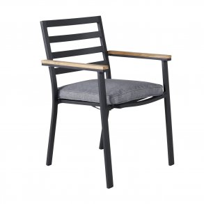 VENTURE DESIGN Brasilia havestol, m. armln - natur teaktr og sort aluminium