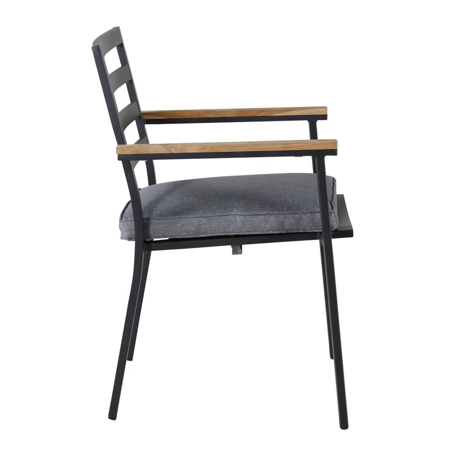 VENTURE DESIGN Brasilia havestol, m. armln - natur teaktr og sort aluminium