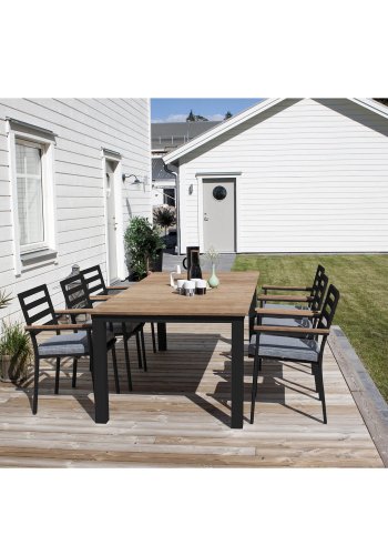 VENTURE DESIGN Brasilia havestol, m. armln - natur teaktr og sort aluminium